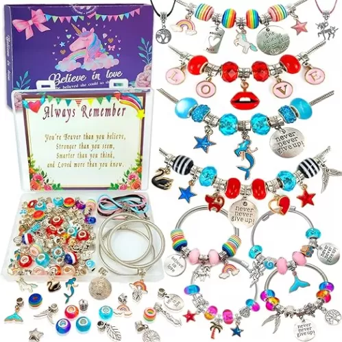 Charm Bracelet/Jewelry Making Kits for Kids Girls, Unicorn Birthday Gifts, Arts Crafts Toys for 5 6 7 8 9 12 Years Old Girls