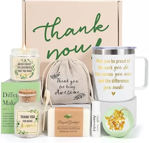 Employee Appreciation Gifts, Thank You Gift for Women, Teacher Appreciation Gifts, 8PCS Thank You Gift Box for Coworker Teacher Boss Secretary Nurse, Difference Maker Spa Gratitude Box
