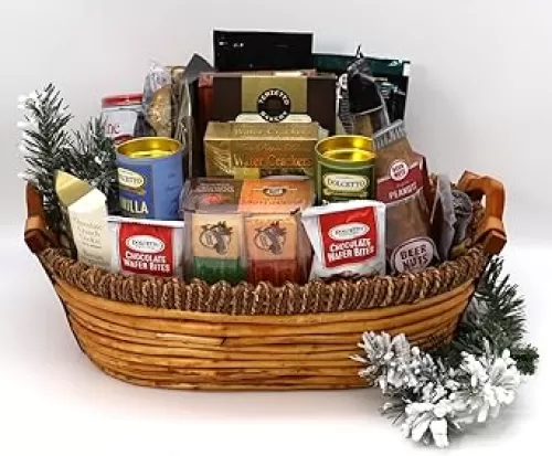 Gift Basket Village - Home For The Holidays XXL Gourmet Gift Basket: Assorted Delicacies Including Cheeses, Nuts, Cookies, and More, Handcrafted in the USA