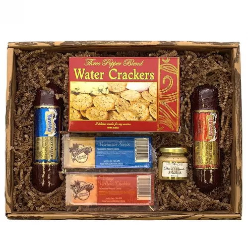 Gift Basket Village Gourmet Meat and Cheese Gift Set - Swiss Cheese & Summer Sausages - Get Well Soon Gift Baskets for Women - Sympathy Gift Baskets - Perfect for Holidays & Special Occasions