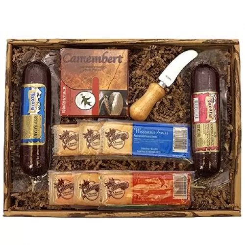 Gift Basket Village Gourmet Sausage and Cheese Gift Box for Retirement – Gourmet Gift Basket with Crackers, Meats, Cheese Assortment, Ideal for Corporate & Company Event