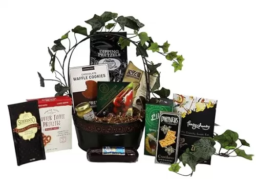 Gift Basket Village: St. Paddy's Day Gourmet Delights - Cookies, Pretzels, Cheese, Salami & More