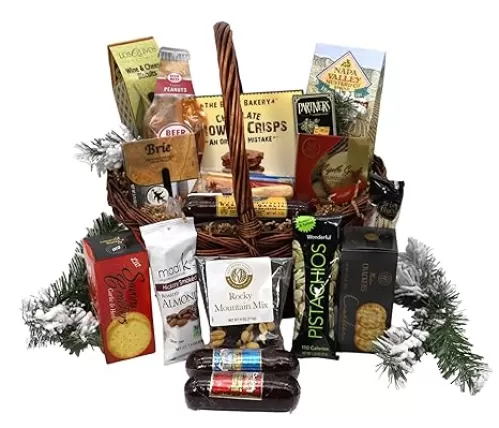Gift Basket Village: The Cut Above Gift Basket - Gourmet Cheese, Sausage, Nuts & Snacks, Includes Cheese Spreader