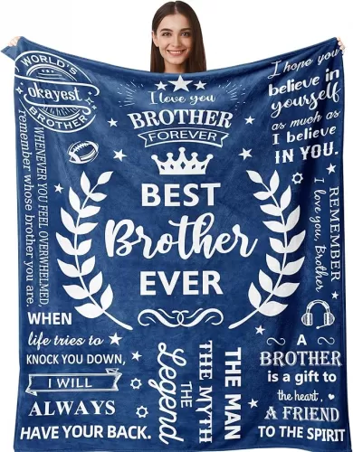 Gifts for Brother, Brothers Blankets 60"X50", Fathers Day Christmas Birthday Gift for Brother, Brothers Gifts from Sister, Best Bro Ever Presents