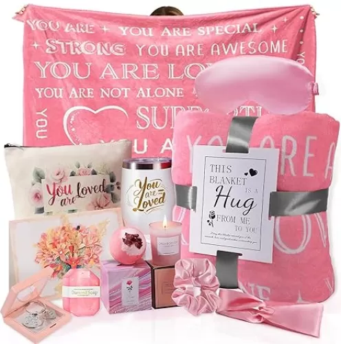 Gifts for Women Birthday Gifts Unique Self Care Spa Gift Baskets Get Well Gifts for Women Inspirational Blanket Gift Sets Birthday Gift Ideas for Her Mom Sister Wife Best Friend