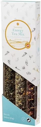 Gourmanity Energy Mix Loose Tea Sampler Gift Set, 3 Invigorating Flavors of Energy & Wellness Tea, Power Up and Hydrate with these Naturally Flavored Herbal Blends, Product of Austria, 0.85oz