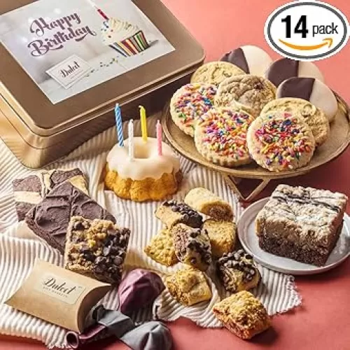 Happy Birthday Food Gift Baskets, Gourmet Food Gifts, Birthday Gift Baskets for Women Men Teens Family Friends or Relatives By Dulcet Gift Baskets