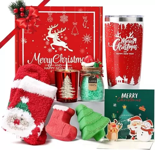 Happy New Year Christmas Gifts for Women-Valentines Day Gifts for Her-Unique New Year Gift Baskets for Women Gift Ideas-Holiday Spa Birthday Gift Set-Gifts for Mom Wife Grandma Friend Sister Coworker