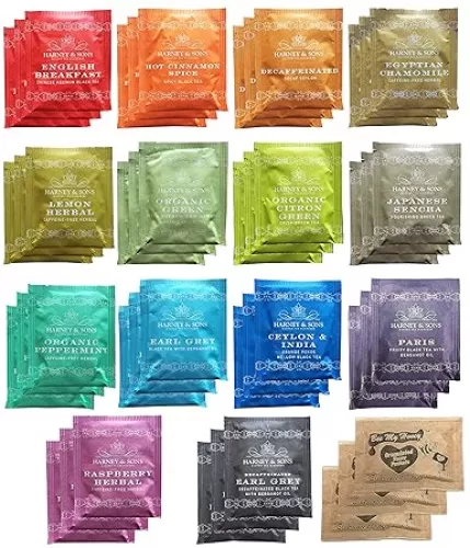 Harney & Sons Assorted Tea Bag Sampler Bundle 42 Count With Honey Crystal Packs Great for Birthday, Hostess and Co-worker Gifts, Tea Set Gifts, Tea Variety Pack