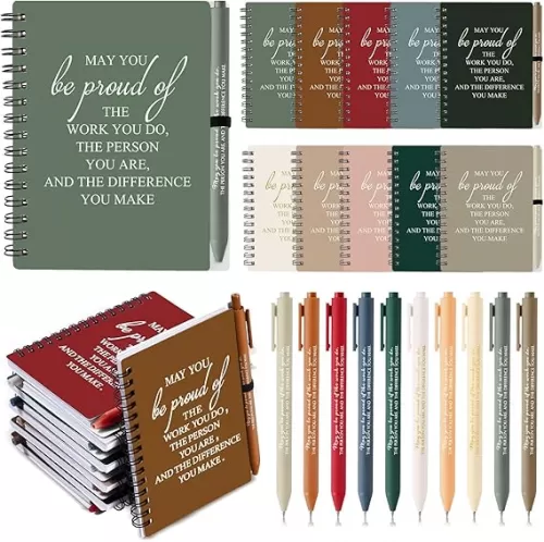 Honoson 20 Sets/40 Pcs Employee Appreciation Gifts May You Be Proud The Work Notebook with Ballpoint Pen Inspirational Journals Bulk Thank You Gifts for Teachers Volunteers (Bright Color)
