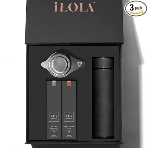 iLOLA Tea Disc Essentials Box Set | Oprah’s Favorite Things 2022 | Thermos, Infuser, English Breakfast & Lemon Ginger Tulsi Organic Loose Leaf Probiotic Tea | Christmas Birthday Employee Gift