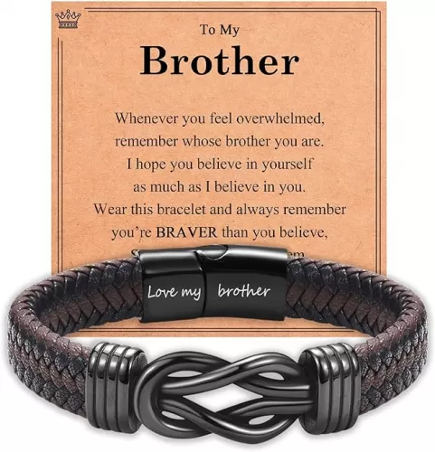 Infinity Knot Bracelet Leather Bracelet Gifts for Son Grandson Nephew Brother Dad Husband Uncle Grandpa Boyfriend, Easter Graduation Christmas Valentines Fathers Day Birthday Gifts for Boys Men Him