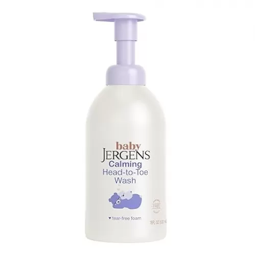 Jergens Baby Calming Head to Toe Foaming Wash, Baby Shampoo and Body Wash, Shampoo Tear Free, Kids Foaming Body Wash, 18 Fl Oz