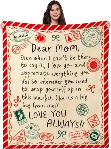 Joiedomi Birthday Gifts for Mom Soft Flannel Mom Blanket for Women Wife Grandma Mothers Day Anniversary Present from Daughter Son 50" x 60" Red