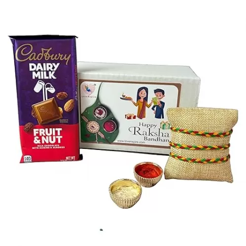 LOVENSPIRE Rakhi Gift Hamper Rakhi for Brother with Gift Set - Set of 3 Rakhi with Roli Chawal Chocolate - Raksha Bandhan Bracelet Rakhi for Bhai Bhabhi Sister In Law