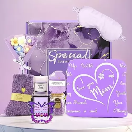 Luxury 9Pcs Mom Gifts Set Basket for Mothers Day Birthday, Perfect for Mom Deserves the World Gifts, Mother Skincare Set - Body Care Kit, Mother