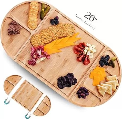 Modern Day Homestead 3 Piece Magnetic Charcuterie Board Set: Charcuterie Boards Gift Set, Bamboo Cheese Board | Labor Day Party | House Warming New Home | Wedding Gifts | Serving Ware | Football Party