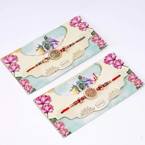 Pack of 2 Traditional & Spiritual Rakhi Set for Brothers, Rakhi for Indian Festivals (Raksha Bandhan & Bhaidooj), Gift for Brothers