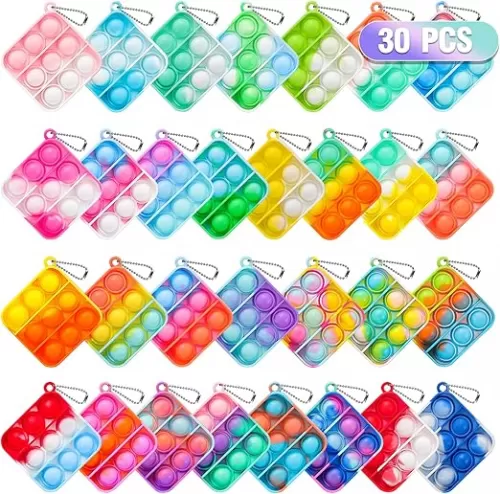 Pop Fidget Toys Bulk Its Party Favors for Kids 4-8 8-12 30 Pack Mini Pop Keychain It Fidget Toy Fidgets for Classroom Prizes for Kids Back to School Gifts for Students Birthday Goodie Bag Stuffers