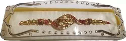 Rakhi for Brother – Premium Handmade Krishna Design Rakhi Gift Set | Bhaiya Bhabhi Traditional Kundan Floral Rakhee, Red Thread, Pearl & Stone Embellishments | Rakshabandhan Bro Sister Bracelet