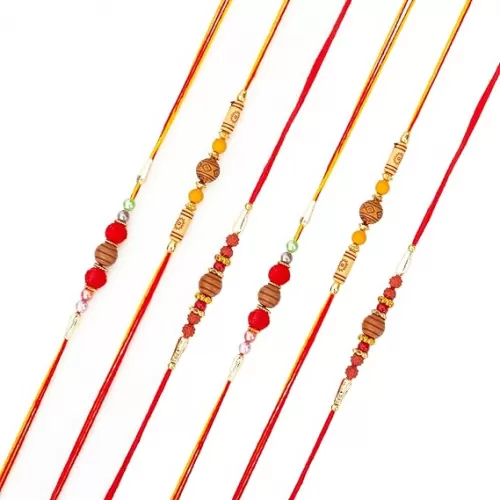 Rakhi For Brother Set Of 6 With Greeting Card, Beautiful Designer Rakshabandhan Rakhi Gift Set For Brother Bhaiya Bhai Bro, Multicolour Big Beads Traditional Indian Style Rakshbandhan Rakhi For Brother