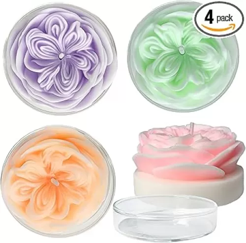 Scented Candle Set, Glass Votives Rose Candles in Gifted Box, 4 Floral Scents for Home Fragrance in Assorted Colors, Cute Candle Gift for Women, Wedding Favors, 8-Hour Burn Time