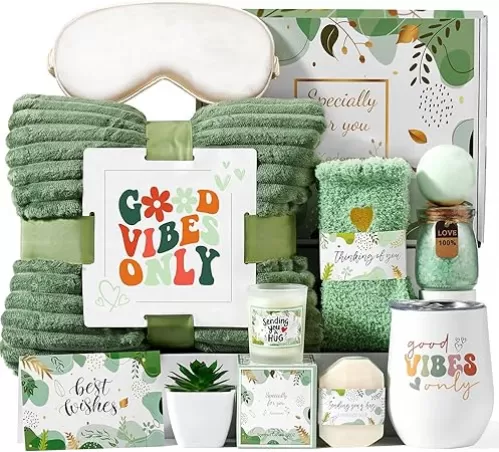 Self Care Gifts for Women Get Well Soon Gifts Basket, Relaxing Spa Basket Care Package with Tumbler and Blanket Thinking of You Gifts