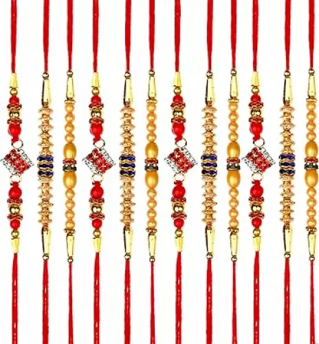 Set of 12 Rakhi for Brother Bhabhi and Bhatija Bhai Bhaiya Raksha Bandhan gift Rakhi Thread Rakhi with Greeting Card Gift Pack