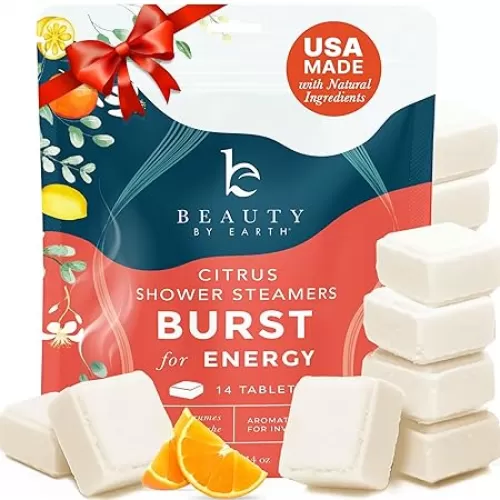 Shower Steamers Aromatherapy - USA Made with Natural Ingredients & Citrus Essential Oil, Long Lasting Shower Bombs for Energy Boost, Gift Set for Women & Men, Spa Gifts & Shower Accessories