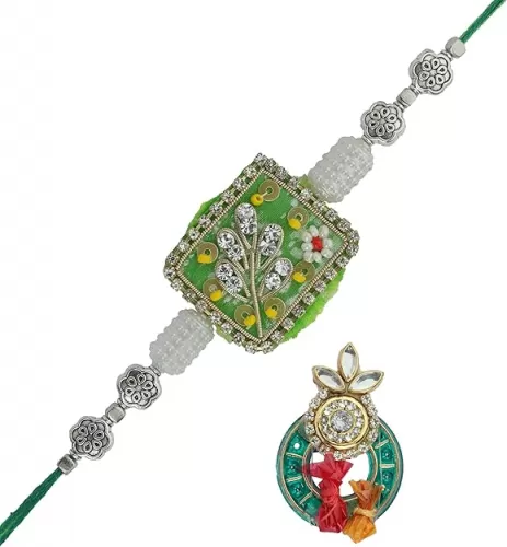 Single Rakh for Brother Thread Bracelet for Bhai Bhabhi Bhaiya veera Raksha Bandhan Rakhi Set Dora with Rakhee Card gift Pack for Brother Sister Indian Traditional Raksha Bandhan Festival