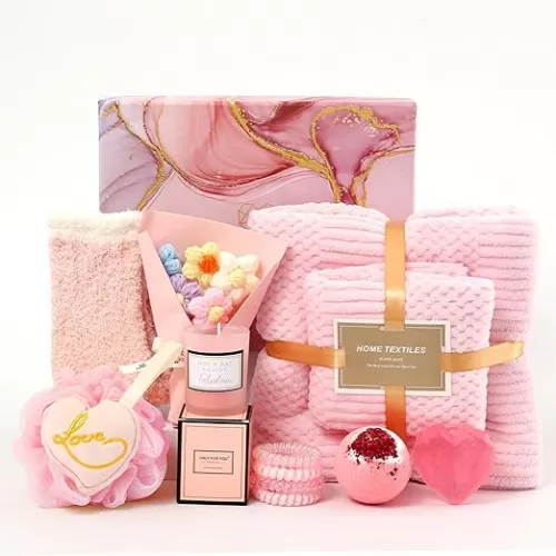 Spa Gift Basket for Women, Unique Mom Wife Birthday Mothers Gifts to Relax, Bath Gift Set with Luxury Bath Towels, Mothers Day Gift for Mom Women Girlfriend, get well soon gifts for women