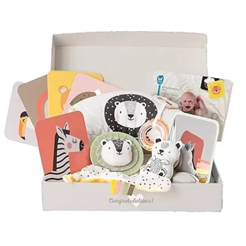 TAF Toys Newborn Developmental Toy Kit, Perfect Baby Shower Gifts for Boys and Girls, Includes 12 Essential Boy and Girl Toys for Learning and Stimulation, Ideal New Baby Gift Basket