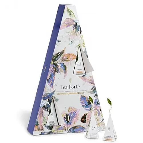 Tea Forte Demoiselle Premium Pyramid Tea Gift Set Sampler with Numbered Doors, 12 Count, 1 of each Variety Individually Wrapped Handcrafted Pyramid Infuser Tea Bags
