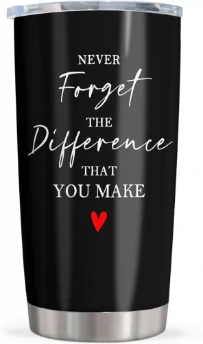 Thank You Gifts for Women/Men, Teacher/Employee Appreciation Gifts, Retirement Gift for Woman, Farewell Gift for Coworkers, Never Forget The Difference You Make Tumbler 20oz
