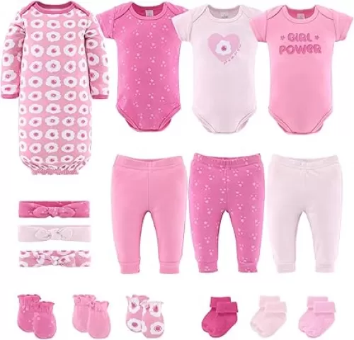 The Peanutshell Baby Girl Clothes & Essentials, Baby Layette Gift Set for Girls, Newborn Girl Gift Sets, Pretty in Pink