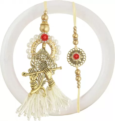 TIED RIBBONS Rakhi for Brother and Bhabhi | Bhiaya Bhabhi Rakhi Gift Set | Greeting Card | Roli Tikka - Raksha bandhan | Bhai Bhabhi Rakhi Set | Lumba Rakhi for Bhabhi