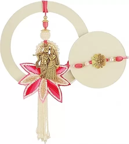 TIED RIBBONS Rakhi for Brother and Bhabhi Rakhi Set for Bhai Bhabhi Rakhi for Bhaiya Bhabhi with Gift - Lumba Rakhi for Bhabhi and Raksha Bandhan Greeting Card and Roli Tikka