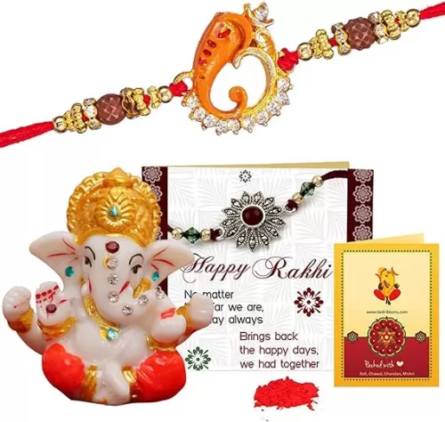 TIED RIBBONS Raksha Bandhan Rakhi for Brother with Gift Set | Ganesha Idol | Rakhi Card | Roli Tikka - Rakhi Bracelet for Brother Rakhi for Bhaiya | Bhai Rakhi Thread