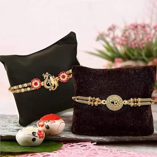 TIED RIBBONS Set of 2 Rakhi for Brother with Gift | Rakhi for Bhaiya | Mini Greeting Card | Roli Tikka - Raksha bandhan Rakhi Bracelet for Brother Rakhi 2 Set | Rakhi Thread