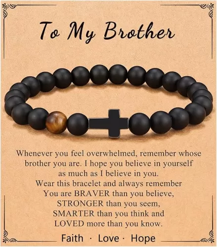 To Mens Gifts Cross Bracelet for Son, Grandson, Dad, Husband, Godfather, Men - Birthday Graduation Retirement Christmas Christian Gift for Teens Men