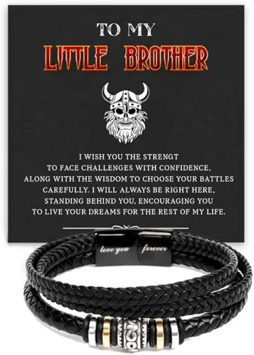 To My Brother Braided Leather Stainless Steel Bracelet From Sister With Heartfelt Message & Elegant Box, Brother Gift On Graduation, Birthday, Wedding, Christmas & More