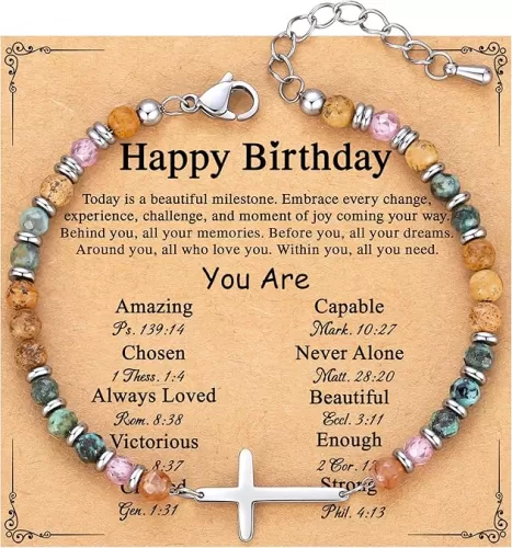 TONY & SANDY Cross Bracelet for Women, Christian Gifts for Women, Confirmation Baptism Easter Gifts, Unique Gift for Friends Daughter Mom Sister in Christ Niece on Birthday Christmas