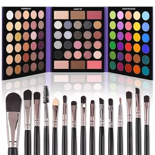 UCANBE Eyeshadow Palette with 15Pcs Brushes Makeup Set, Pigmented 86 Colors Make Up Sets Valentine's Gift, Matte Shimmer Glitter Eye Shadow Pallet Highlighter Contour Blush Powder Brush Beauty Kit