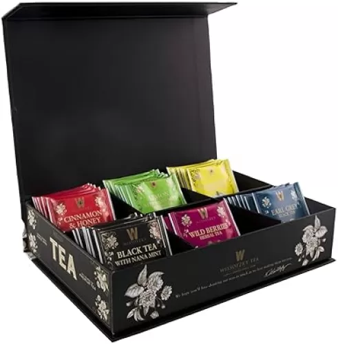 Wissotzky Artisinal Tea Chest Box, Assorted Flavors of Black & Herbal Tea Bags (42 Tea Bags) 6 Flavors | Tea Sampler Variety Pack | Tea Gift Set | Individually Wrapped | Corporate & Holiday Gifts | Certified Kosher