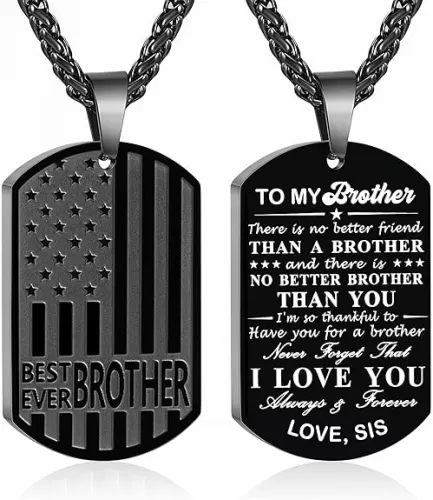 Best Dad Son Brother Grandson Grandpa Boyfriend Husband Ever Necklace, Stainless Steel Flag Dog Tags Jewelry, Birthday Valentine Christmas