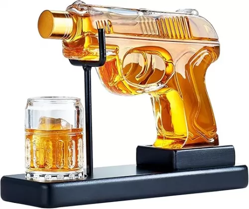 Birthday Gifts for Men Dad, Kollea Gun Whiskey Decanter Sets for Men, Shot Glass, Funny Gift Idea for Him Father Brother, Liquor Dispenser for Bar, Alcohol, Tequila Anniversary, Military Present, Cave