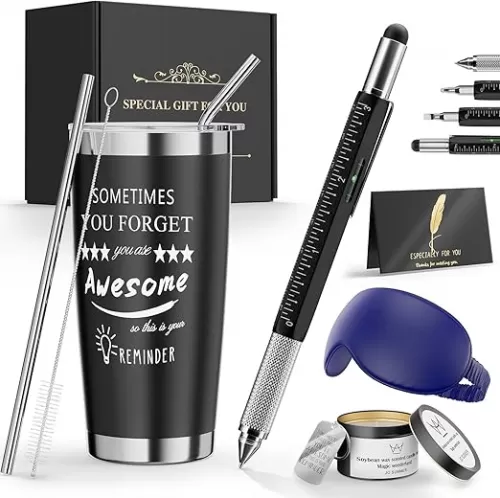 Birthday Gifts for Men, Thank You Gift Baskets for Men, Gifts for Him, Unique Gifts Set Box Ideas for Husband, Father, Dad, Brother, Grandpa, Boyfriend, Tumbler of 20 Oz