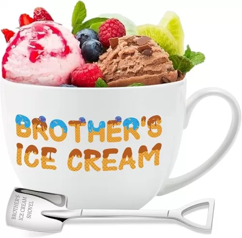 Brother Gifts from Sister, Gifts for Brother, Brorhers Gift Ice Cream Bowl Set, Fathers Day Gift for Brother