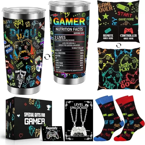 Gamer Gifts for Men Boys Boyfriend Dad Brother, Gamer Birthday Gifts for Kids Teen Boys Girls, Gaming Accessories for Room, Gaming Stuff, Gamer Presnt for Christmas - Gamer Gift Set Box