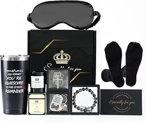 Gift Box for Men, Birthday Gifts Box Gift Set Premium Gift Baskets for Him Man Birthday Presents Baskets Ideas for Boyfriend Husband Dad Brother Friend Coworker Retirement Gifts Thank You Gifts